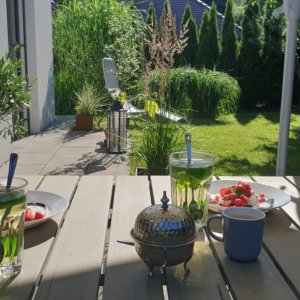 Gemütliches Ambiente auf der Terrasse.